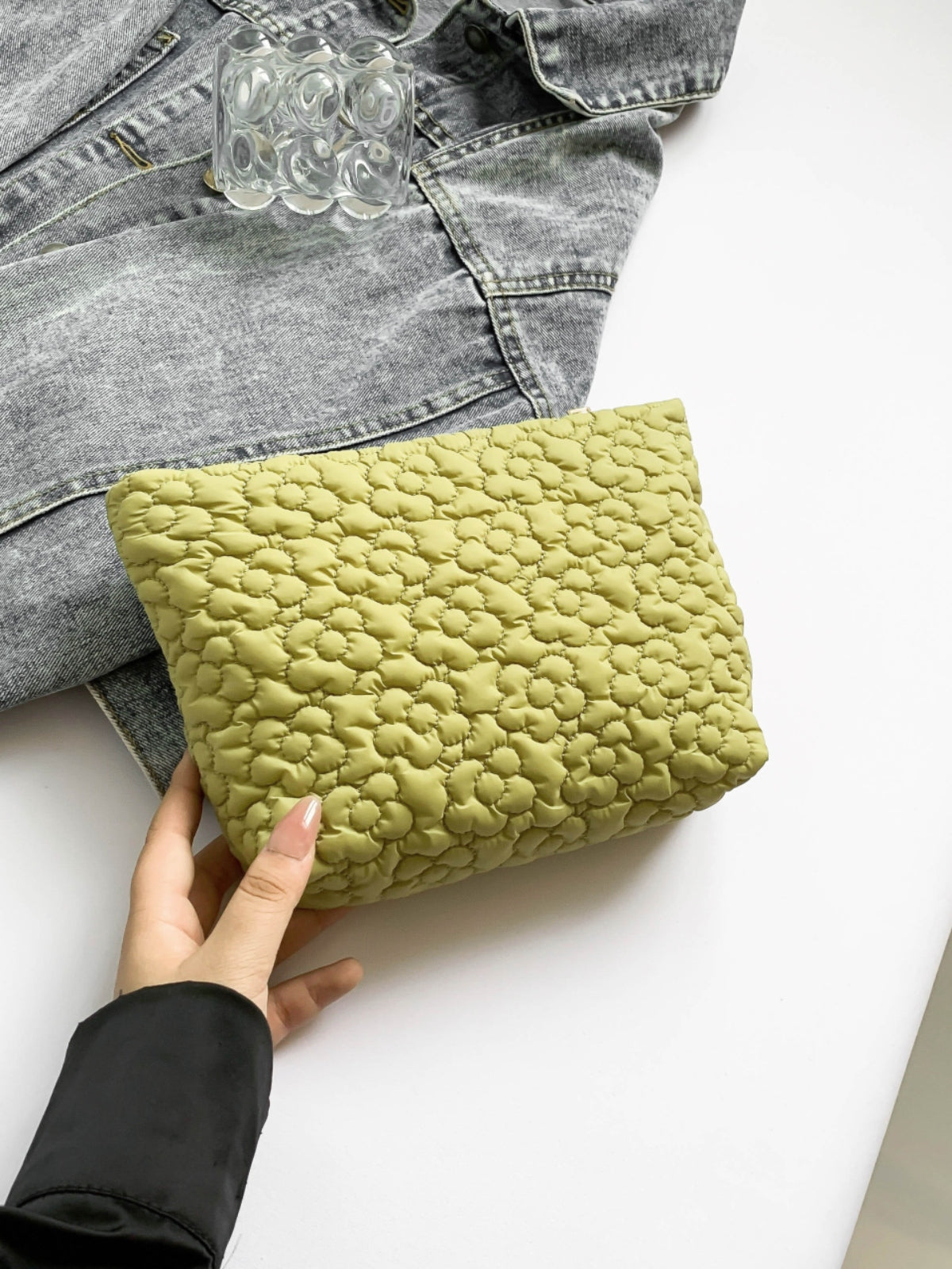 Flower Texture Polyester Clutch